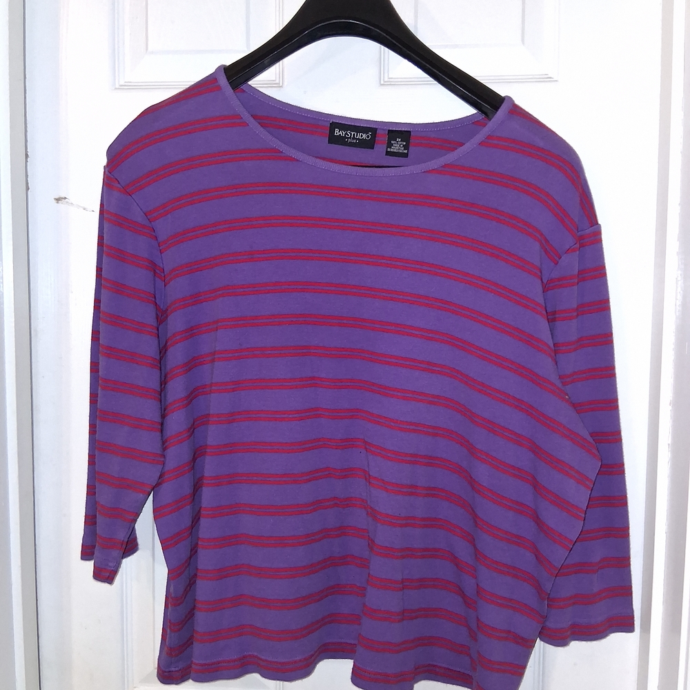 🔥Bay Studio Purple and Red Striped Crop Top PTP 29"X24"